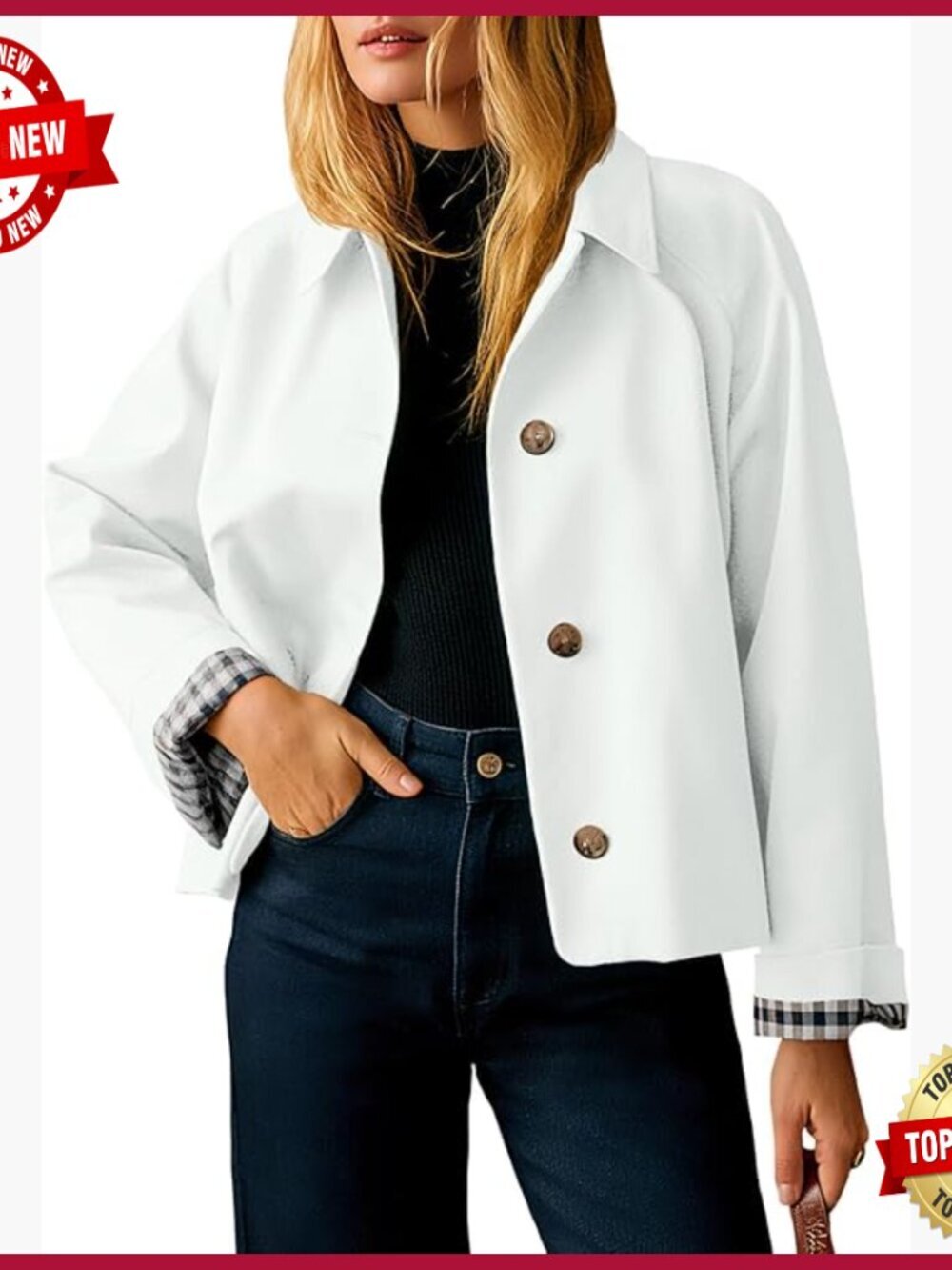 Cropped Trench Coat Lightweight Windbreaker Single Breasted Jacket